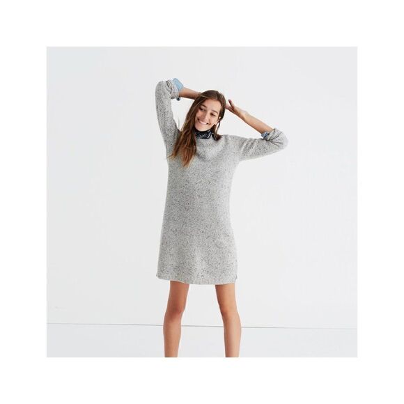 EUC Madewell Button-Back Sweater-Tunic Dress in Donegal Grey - Picture 3 of 11